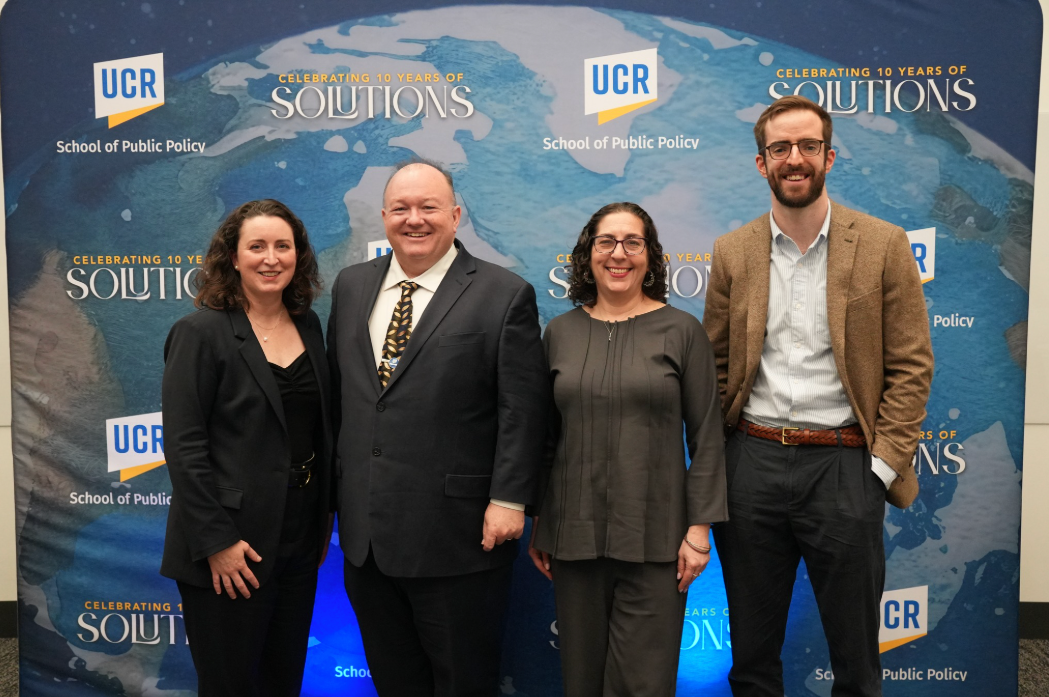 Group photo of Panelist Liza Reed, Dean Mark Long, Panelist Sara Mogulescu, and Panelist Alex Stapp